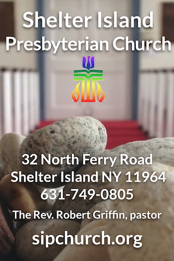 Shelter Island Presbyterian Church vertical business card.