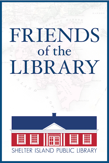 Friends of the Shelter Island Library vertical business card.